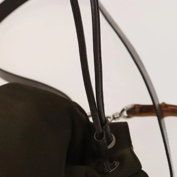 GUCCI Bamboo Hand Bag Nylon Leather 2way Brown Silver 001 2684 1657 Auth bs28274 - Picture 10 of 16